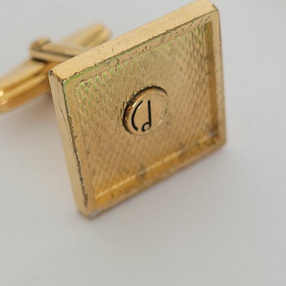 Dunhill D Cufflinks Gold Tone Logo Square Designer Logo Vintage Retro - Picture 5 of 6